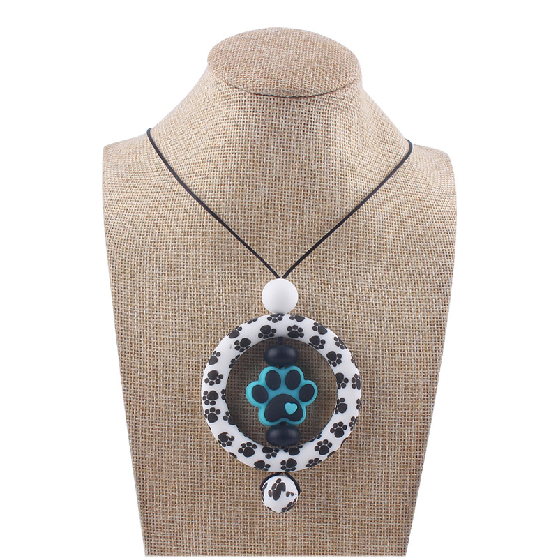 Suministros para bebés de dibujos animados perro garra collar creativo bebé cuentas de silicona mordedura molar COLLAR COLGANTE hecho a mano