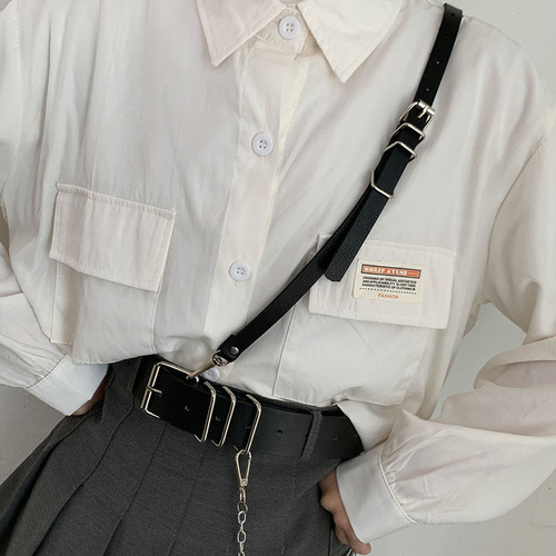 Belt for women, fashionable and simple ins style with jeans, decorative metal belt shoulder strap, detachable, trendy and cool