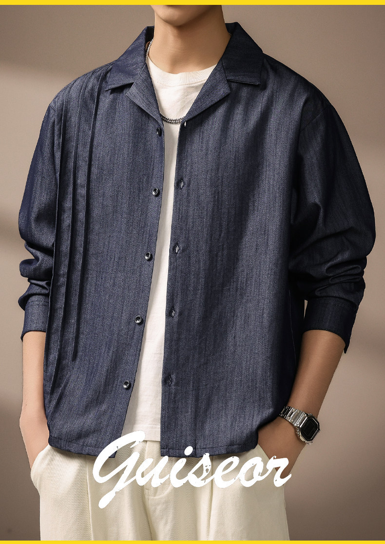 High-end American Retro Style Cuban Collar Long-sleeve Overcoat_voghion.com