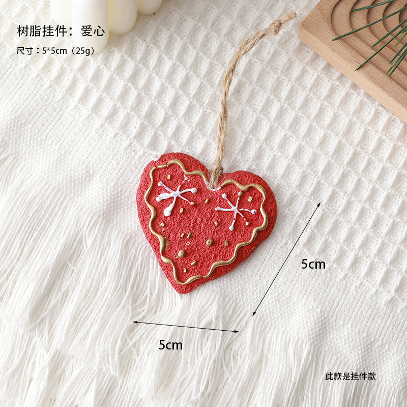 Nuevos árboles de Navidad transfronterizos de madera, copos de nieve, pegatinas de resina de pentacos, accesorios de decoración de Navidad, decoración de amor