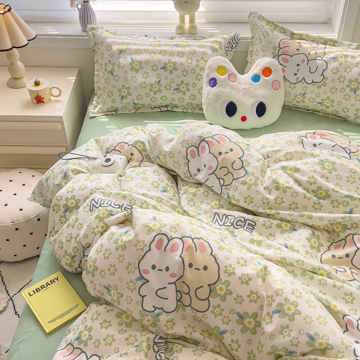 ins dormir desnudo cuatro piezas de sábanas de algodón imitación cubierta madre y bebé clase A dormitorio tres piezas de ropa de cama regalo