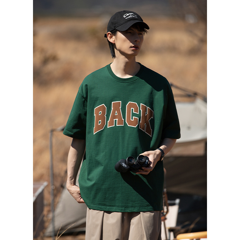 Helu Men's Clothing American Pure Cotton Short-Sleeved T-Shirt for Men and Women Couples Summer Retro Suede Foam Printed T-Shirt Q