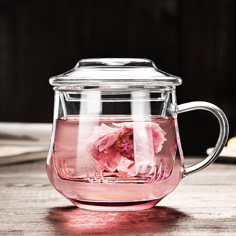 Tea Separation Cup, Glass Water Cup with Lid, Flower Tea Cup for Women, Filter Tea Cup with Handle, Men's Office Tea Cup Tea Separation Cup, Glass Water Cup with Lid, Flower Tea Cup for Women, Filter Tea Cup with Handle, Men's Office Tea Cup