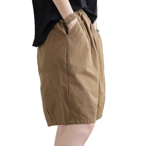 High-waist slimming cotton sports shorts for women's summer 2025 new style simple loose medium pants casual five-quarter wide-leg pants