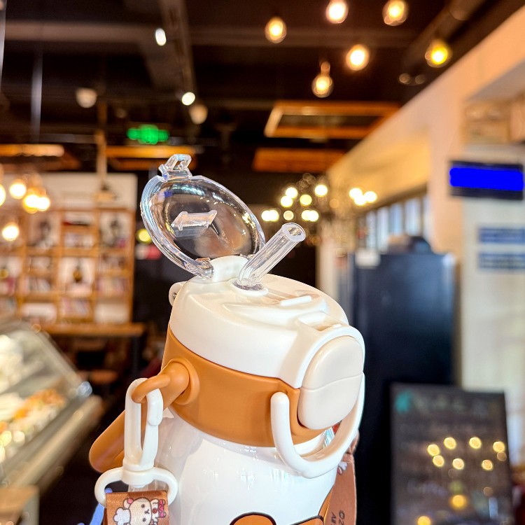 Fácil oso taza de paja para niños 316 taza de aislamiento de acero inoxidable para niñas de alto valor facial para estudiantes de la escuela taza de agua especial