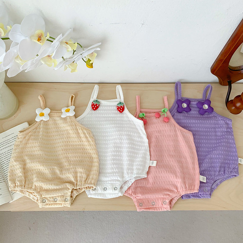 Baby summer clothes, newborn bellyband triangle onesie, thin sleeveless pants, for little girls, one-piece crawl suit