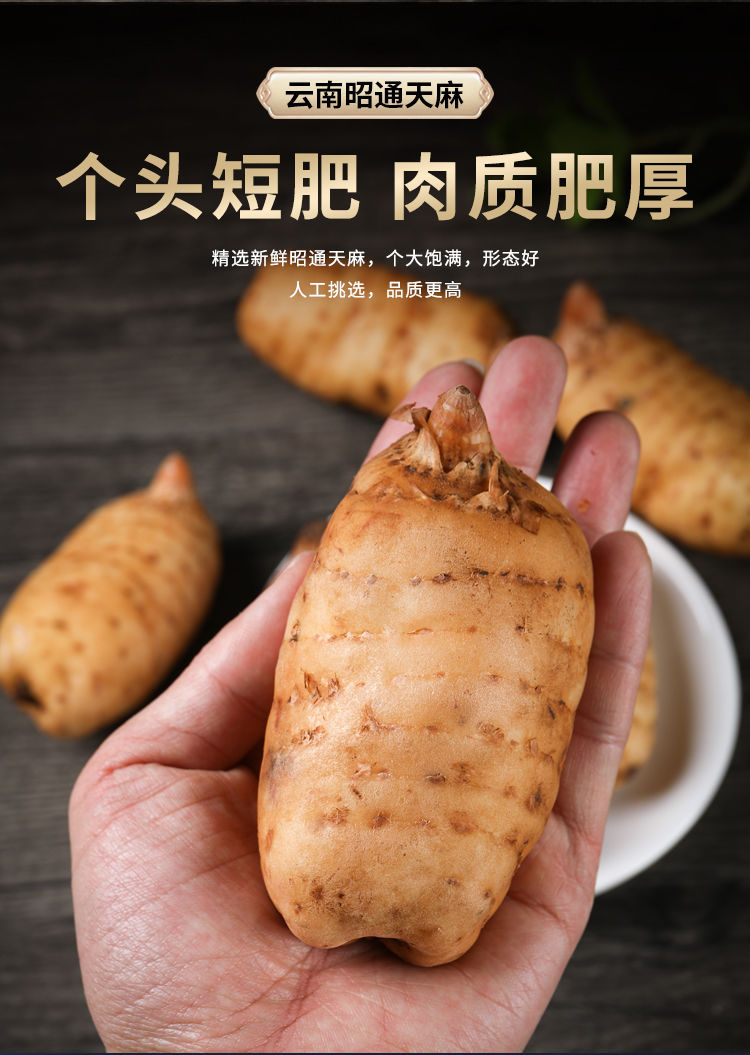 Fresh Wild-Simulated Black Gastrodia Tian Ma 500g Gift Box Yunnan Zhaotong Xiaocaoba Newly Harvested specifications
