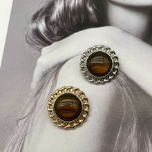 咖色猫眼纽扣金属镂空钮扣西装皮草大衣精美手缝装饰扣子优质电镀