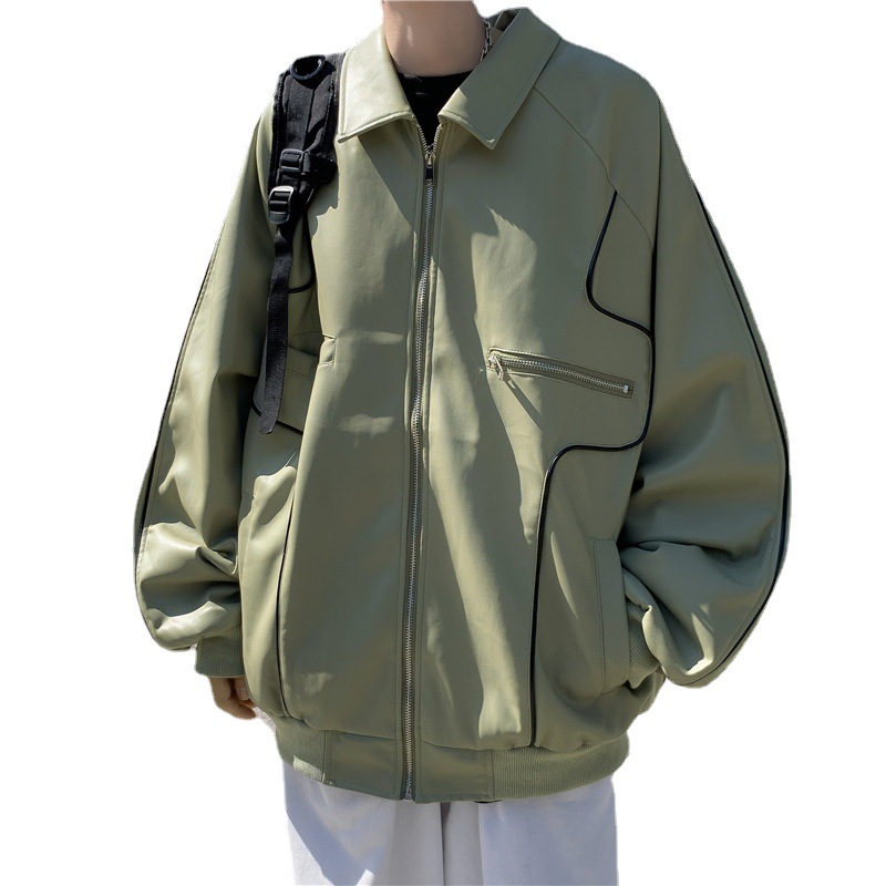 Puleather chaqueta hombres Otoño e Invierno ins marea marca calle uppie guapo versión coreana tendencia suelta personalidad hip hop cardigan