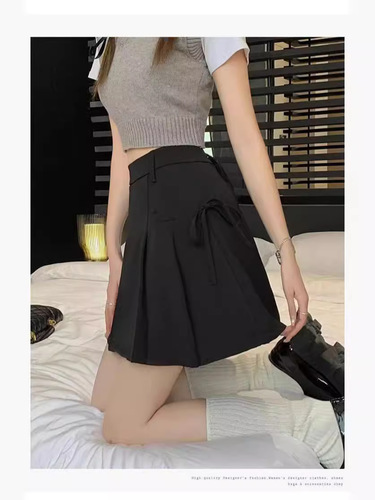Gray Pleated Shorts for Women - Summer 2024 New Sweet College Style A-Line Skirt Pants - Casual and Slimming High-Waisted Skirt