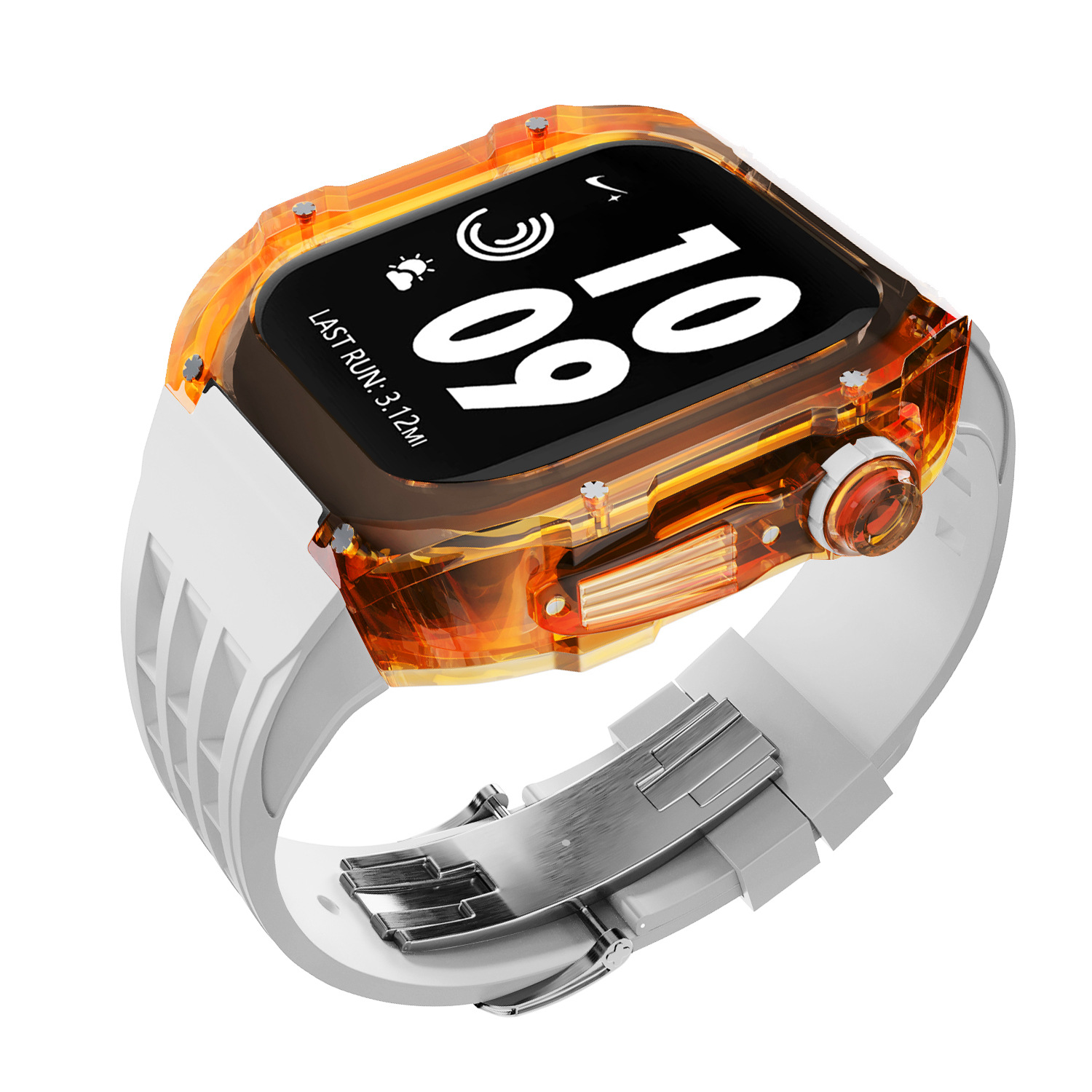 Cristal transparente caja de reloj para Apple Watch modificado reloj caso iWatch8 funda protectora de caucho de flúor Correa 44/45