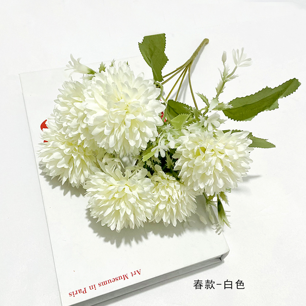 Simulación de 6 bolas de crisantemo mano mano mano única flor pequeña sala de bodas flores falsas transfronterizas flores paisaje pastoral