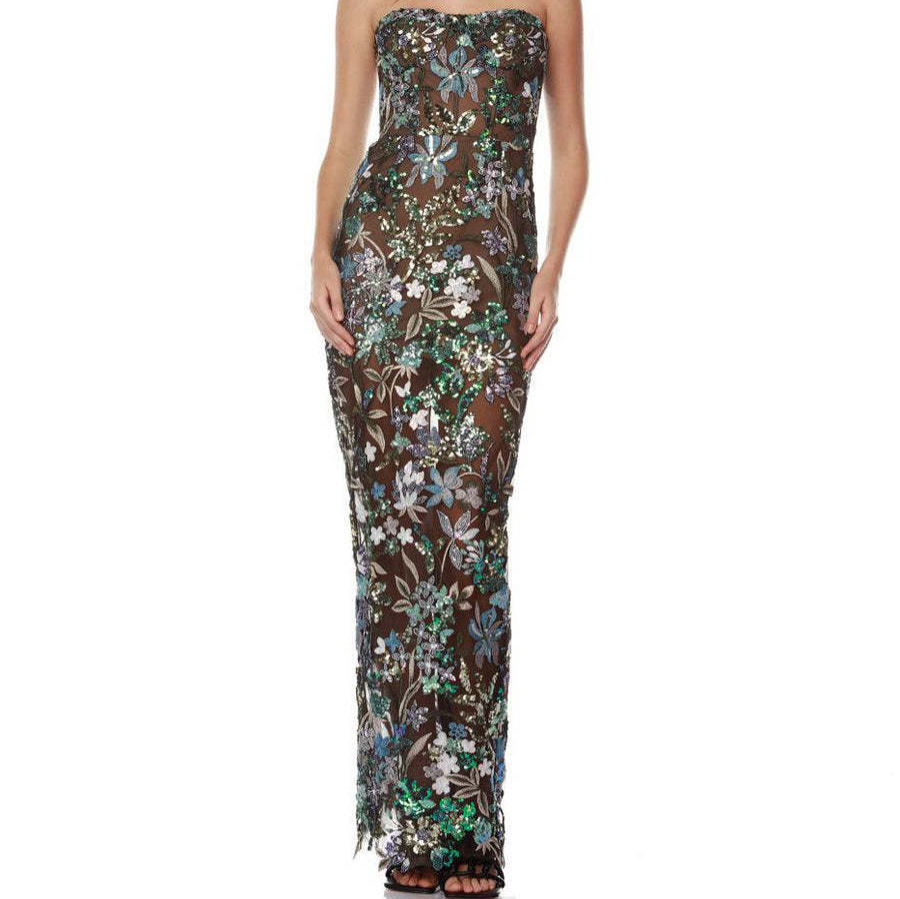 2024 European and American Style Summer New Ladies Sexy Tube-length Embroidered Slim-fit Slim-length Evening Dress Elegant Banquet