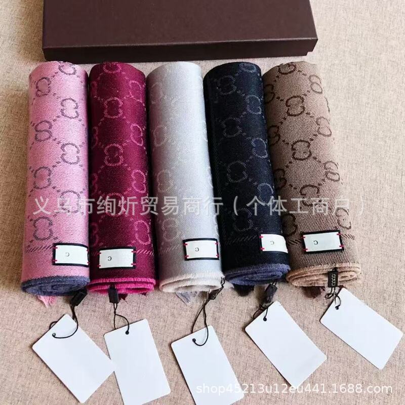 Double G classic front-back scarf, elegant wool shawl, wool men's neck warmer, G letter scarf, warm long scarf