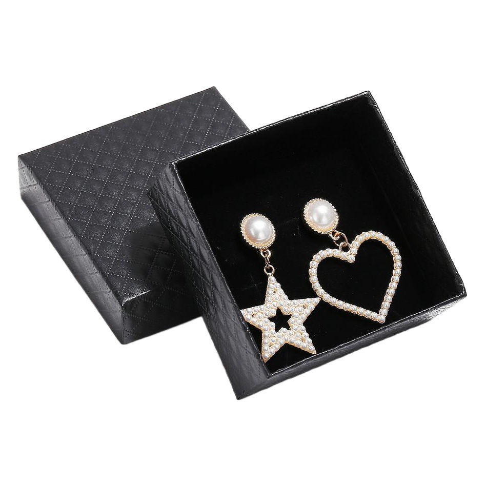 Patrón de diamante caja de joyería negra caja de collar caja de pulsera caja de anillo caja de pendientes caja de embalaje caja de regalo negro