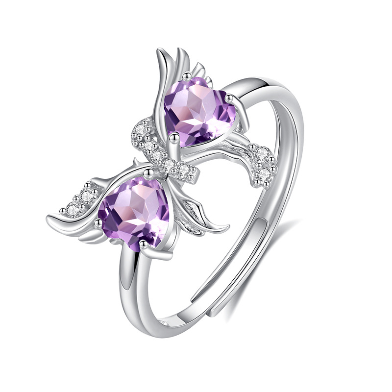 Anillo de mariposa de peridoto natural de lujo ligero para mujer s925