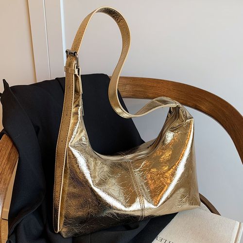 Silver Underarm Bag for Women 2025 French Single-Shoulder Bag, Unique Fashion, Glossy, Versatile Dumpling Bag