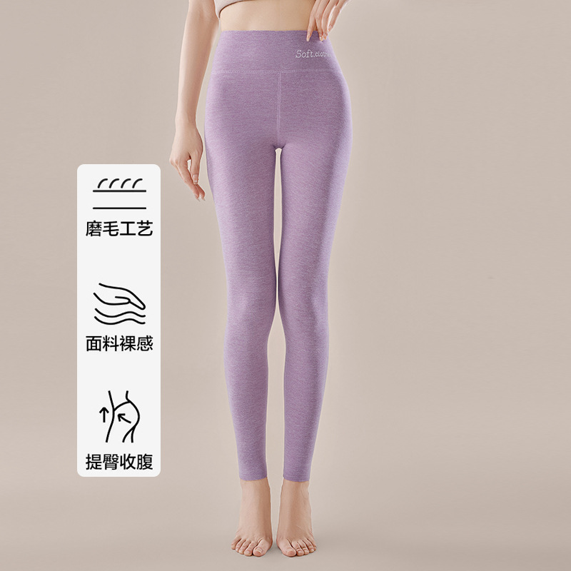 Pantalones térmicos de terciopelo alemán de cintura alta, leggings interiores elásticos para mujer, 2024 invierno, nuevos pantalones largos cepillados de doble cara y calientes image 9