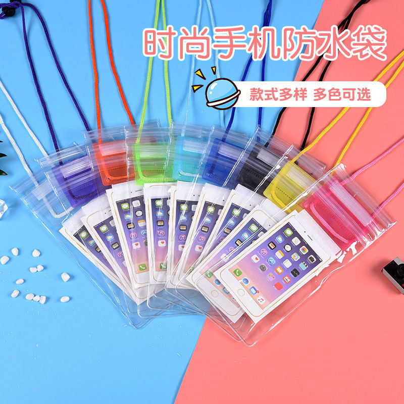 Cubierta protectora de la caja impermeable del teléfono móvil auto-sellante del cordón del velcro bolso impermeable transparente del teléfono móvil de la pantalla táctil del pvc tríptico