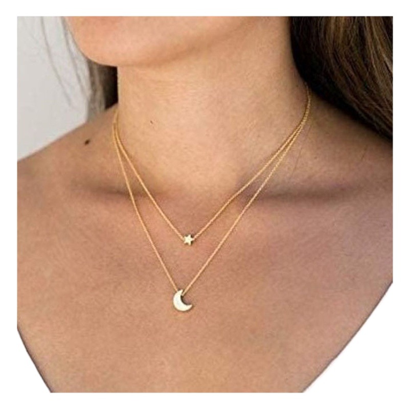 Collar de estrella y luna, estilo minimalista, para mujer – Producto transfronterizo europeo