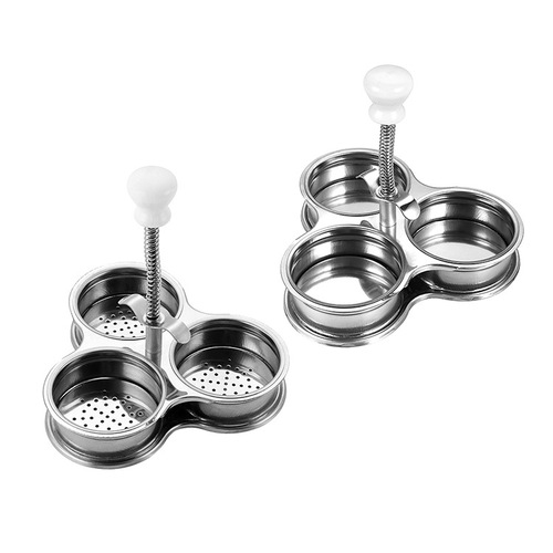 430 stainless steel three-compartment breakfast egg steamer spring handle egg creative DIY kitchen gadgets