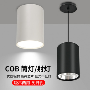 Surface-Mounted Led Downlight Cob Surface-Mounted Spotlight Round Pendant Ceiling-Mounted Aisle Background No Opening Required 4inch No Main Light