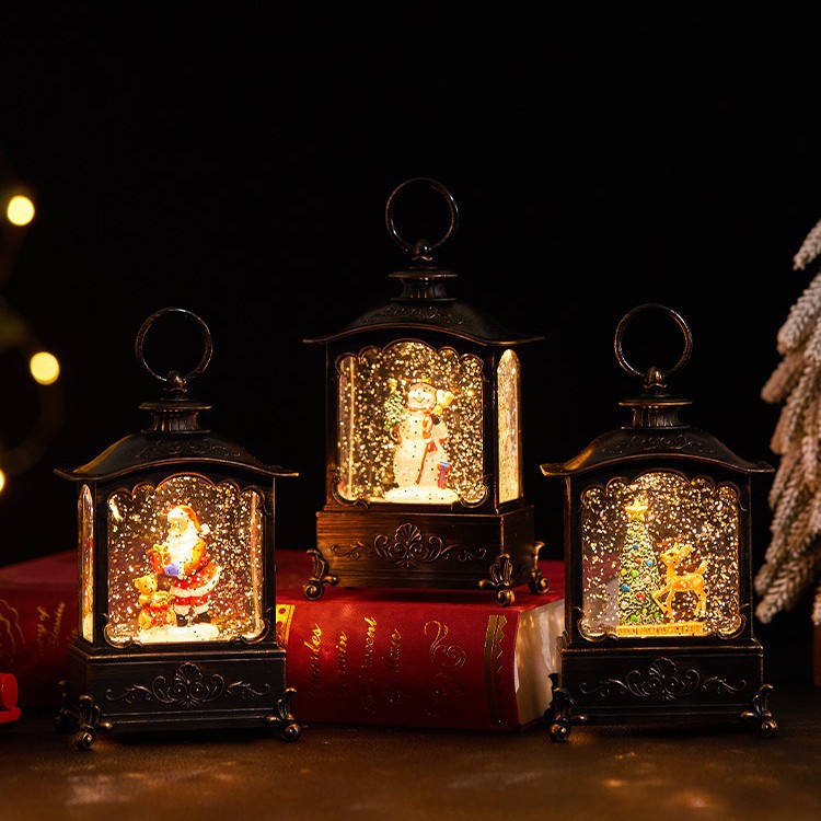 Lanterna natalizia con musica auto-innevante - Luce notturna vintage a forma di globo di neve con melodie festive, decorazione natalizia per la casa e come regalo_voghion.com