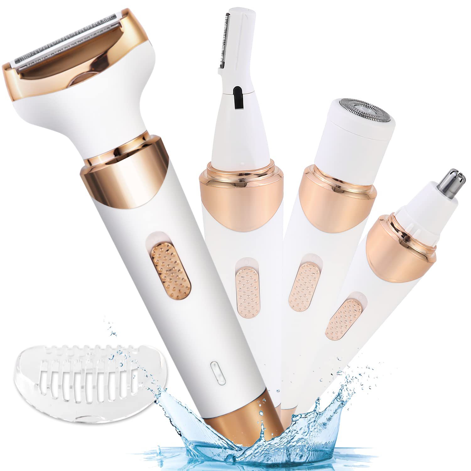 New four-in-one women's shaver USB rechargeable electric shaver for trimming eyebrows, sideburns, nose hair, lip hair and armpit hair