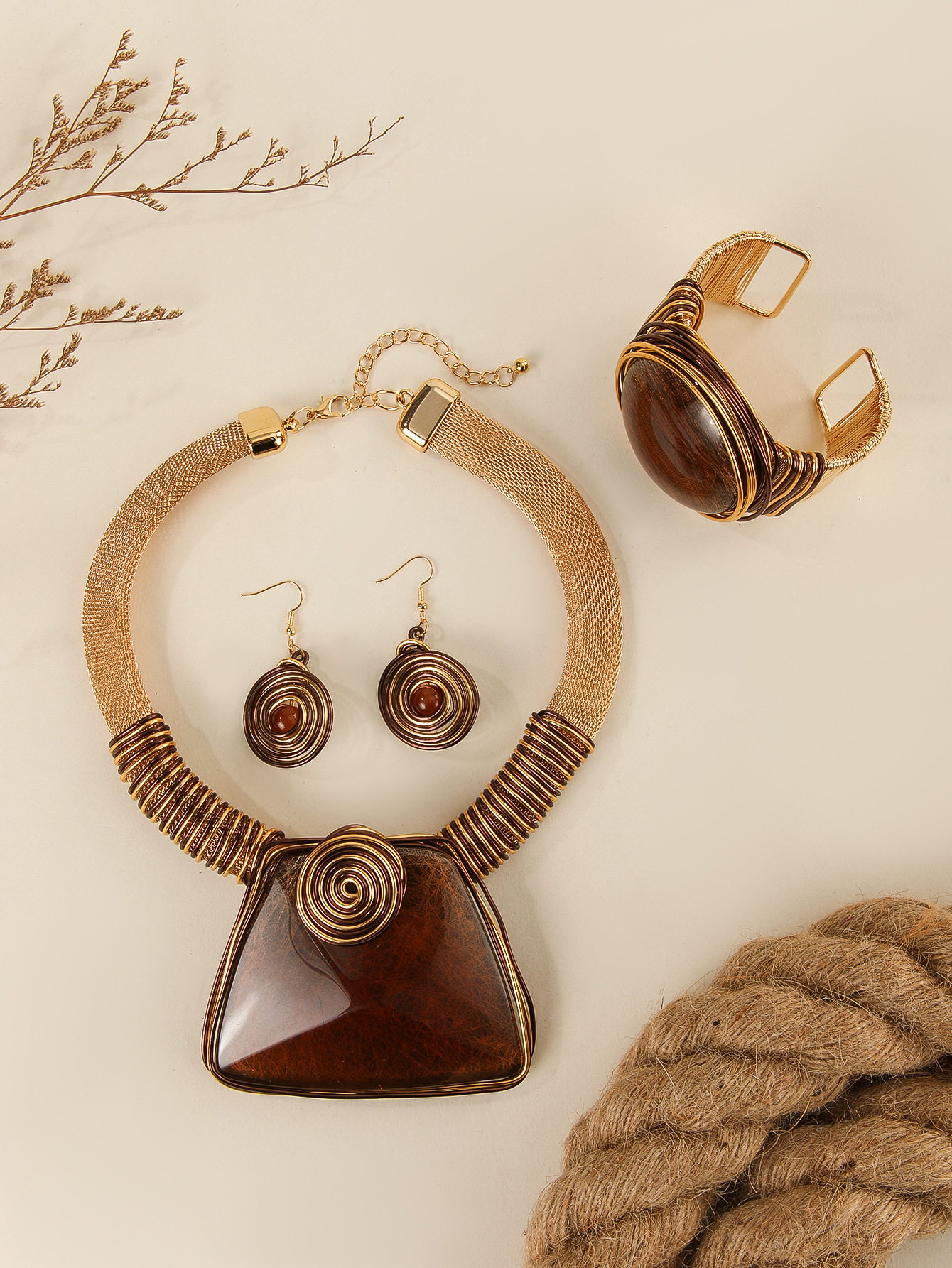 Set collana con pendente in cristallo orecchini 3 pezzi_voghion.com