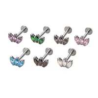 G23 Titanium 3 конский глаз циркон корона губные гвозди ушей хряща пирсинг серьги ювелирные украшения для тела оптом