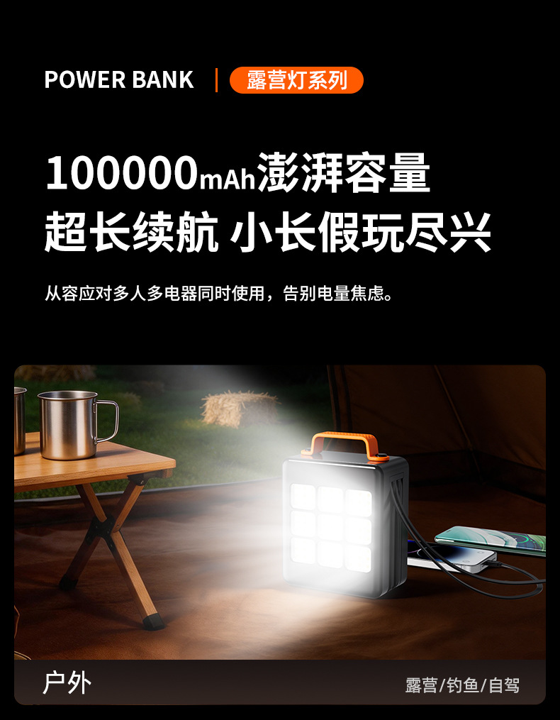 22.5W Super-Schnellladegerät, Powerbank mit großer Kapazität 100000mAh, integriertes Kabel, 3C-zertifiziert, mobiles Ladegerät für den internationalen Einsatz
