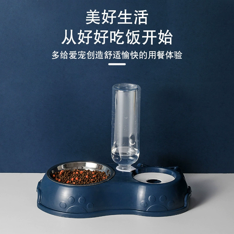 Кормушка для животных нового типа через границу, пластиковая двойная миска для собак и кошек, автоматическая поилка, против опрокидывания, аксессуары для одежды собак