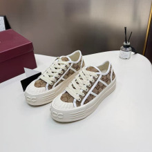 跨境G家新款字母增高帆布鞋女2025秋冬季厚底德训鞋休闲板鞋外贸