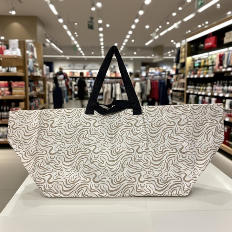 Ikea Same Style Color Printed Environmentally Friendly Woven Shopping Bag Large Supermarket Moving Pp Satchel Packaging Bag with Printed Logo