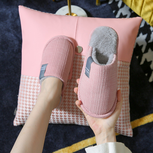 Rui Liya couple cotton slippers for women winter indoor home household soft sole plus velvet to keep warm and non-slip floor mop wholesale