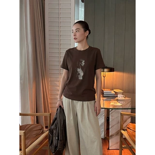 THE MIND 2026秋季新款女短袖少女宽松T恤女印花女装上衣T7111Q