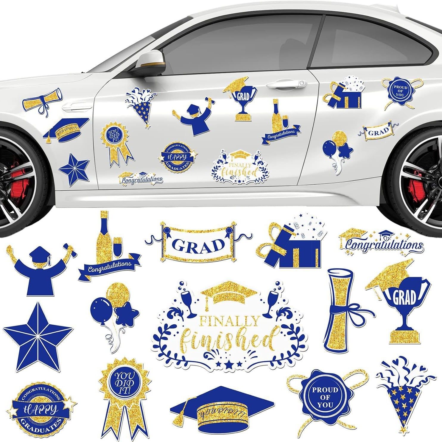Amazon 15PCS Graduación Coche imán Etiqueta engomada del coche Graduación 2025 Decoración del coche Refrigerador Etiqueta engomada magnética