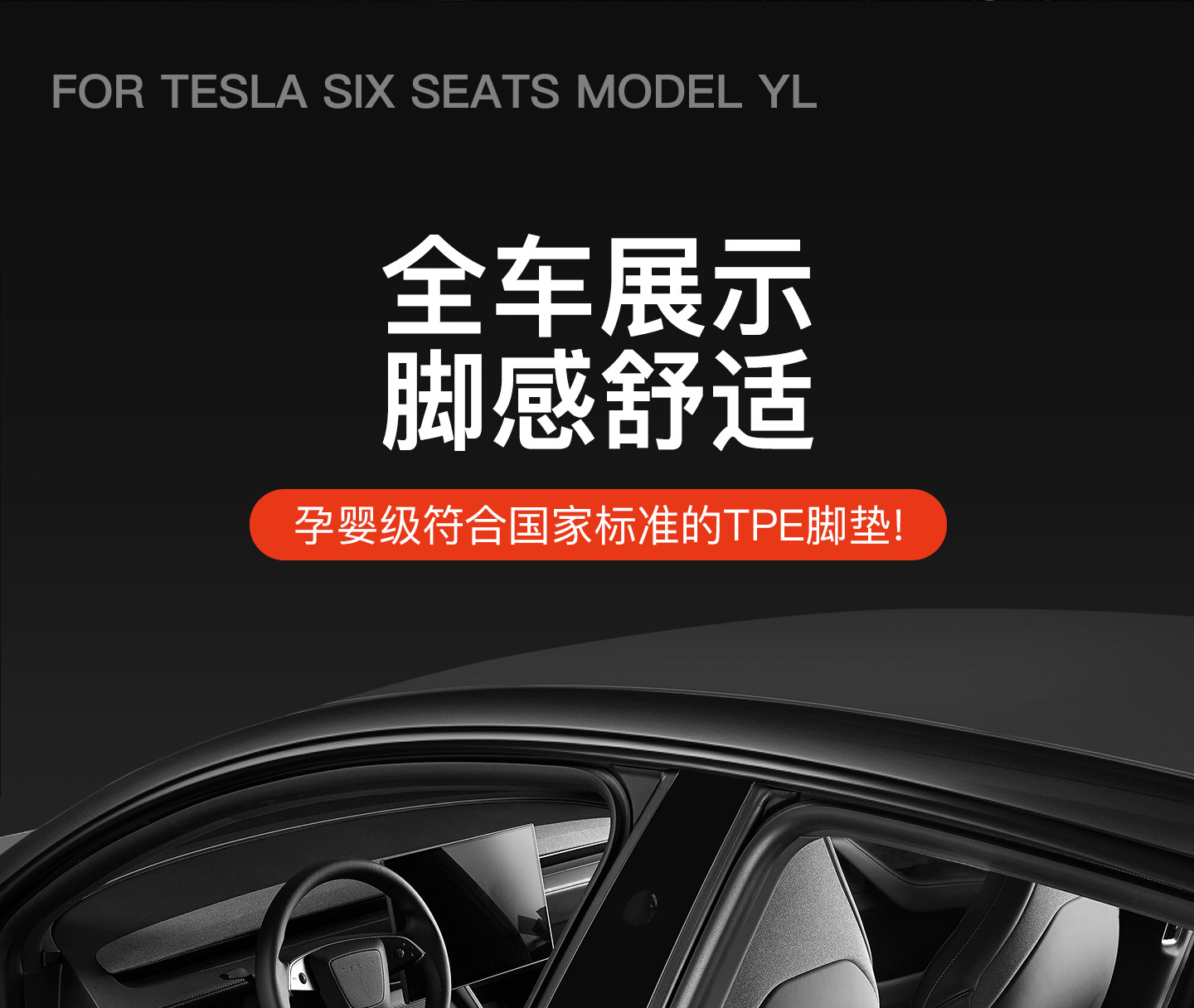 Suitable for Tesla Six-Seater Model Yl, Full Car Floor Mats, Tpe Floor Mats, Special Car Interior Accessories