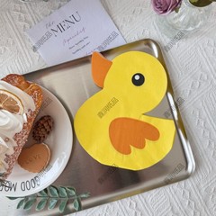 20 枚の小さな黄色いアヒルの形をした特殊な形のペーパータオル子供の誕生日パーティー漫画カラフルなプリントナプキン手作り紙