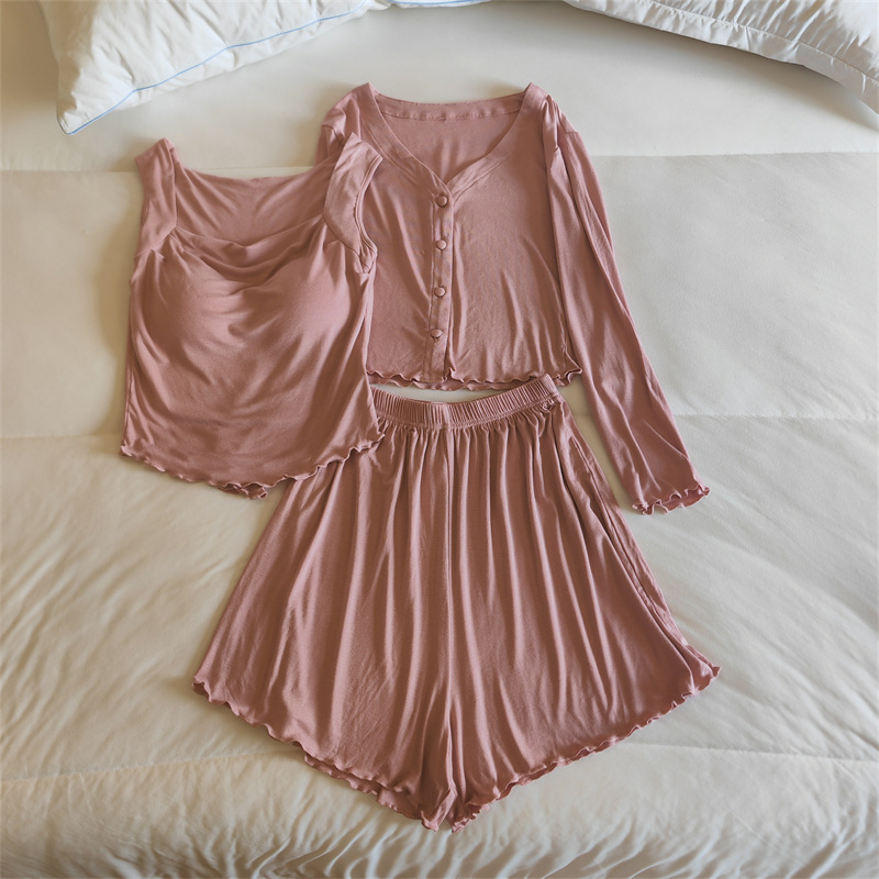 8320.3#로즈핑크 조끼+반바지+재킷[고정가슴패드]