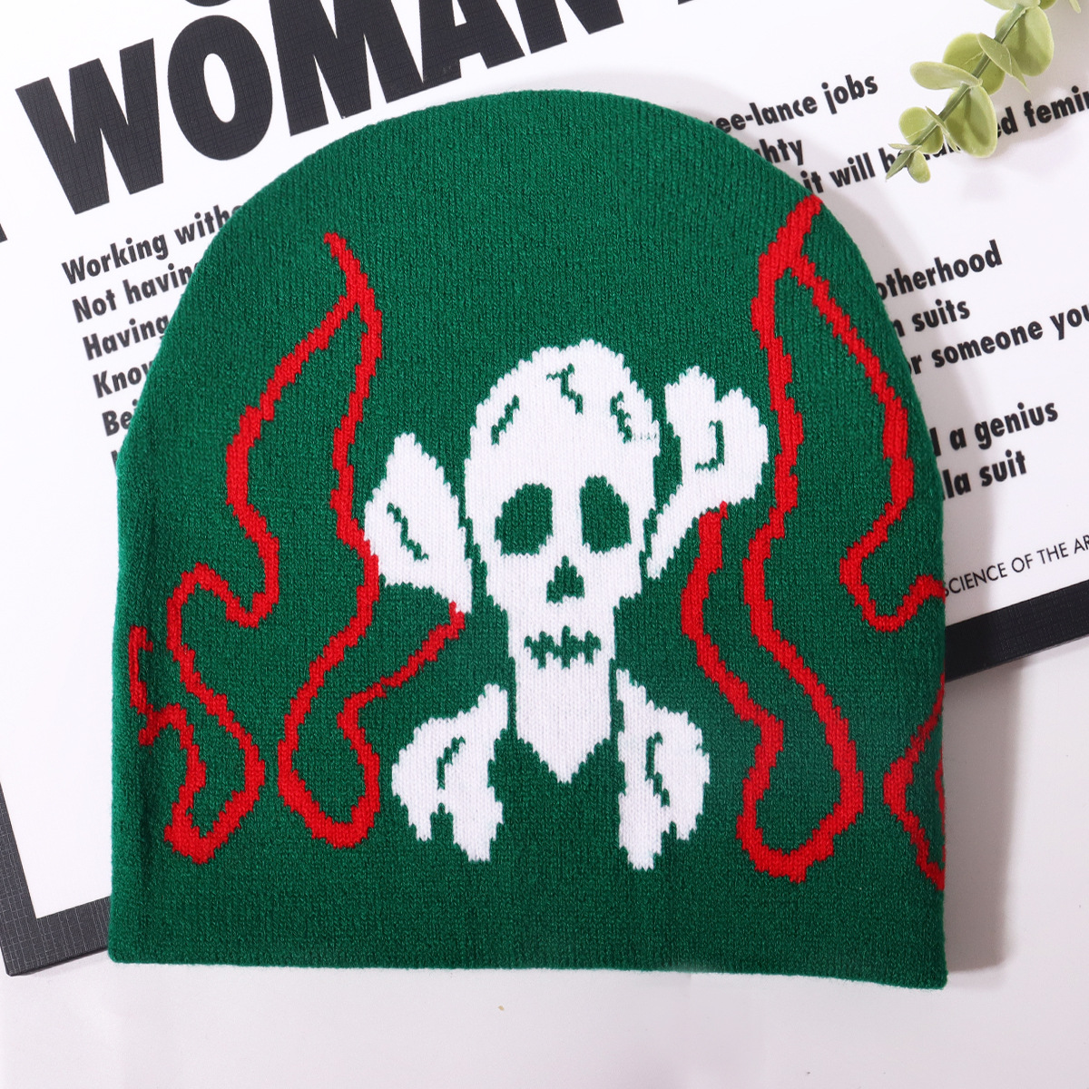 Unisex Personalisierte totenkopf gemusterte Jacquard Strickmütze Outdoor Straße beliebte Männer und Frauen warmes Skireiten_voghion.com