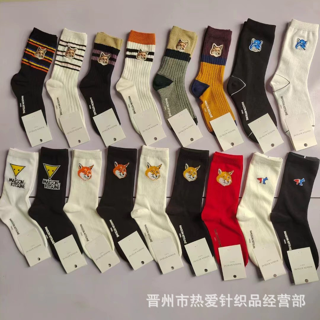 Новый продукт Французский маленький лис casual catwalk kitsune женские носки двойной иглы вышивка MAISON носки