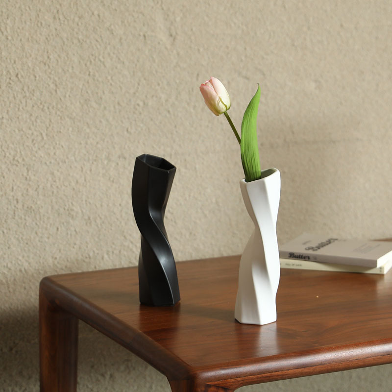 Vaso de cerámica geométrica de estilo de rotación modelo de decoración sala de estar flor artística decorativa vasos de flores