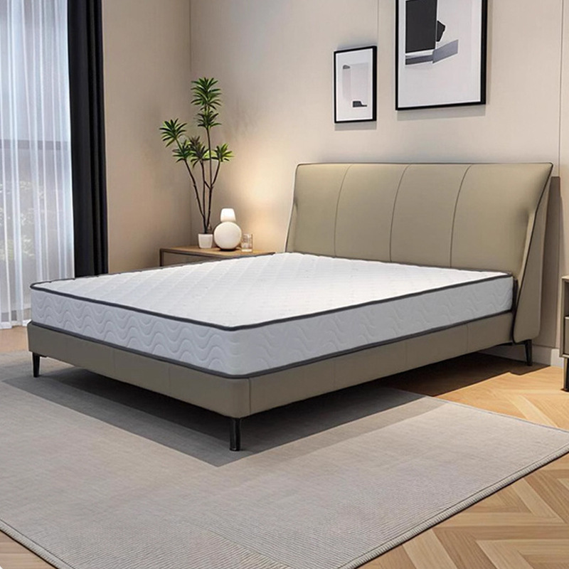 Full Leather Genuine Leather Bed Frame with Artistic Style for Master Bedroom, Double Bed with Soft Headboard, Built-In Home Use Full Leather Genuine Leather Bed Frame with Artistic Style for Master Bedroom, Double Bed with Soft Headboard, Built-In Home Use