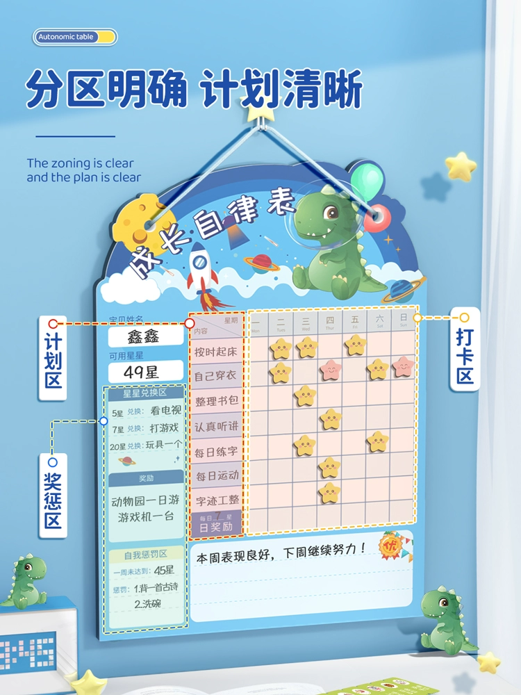Children's award for self-discipline, teaching sticker for elementary school students