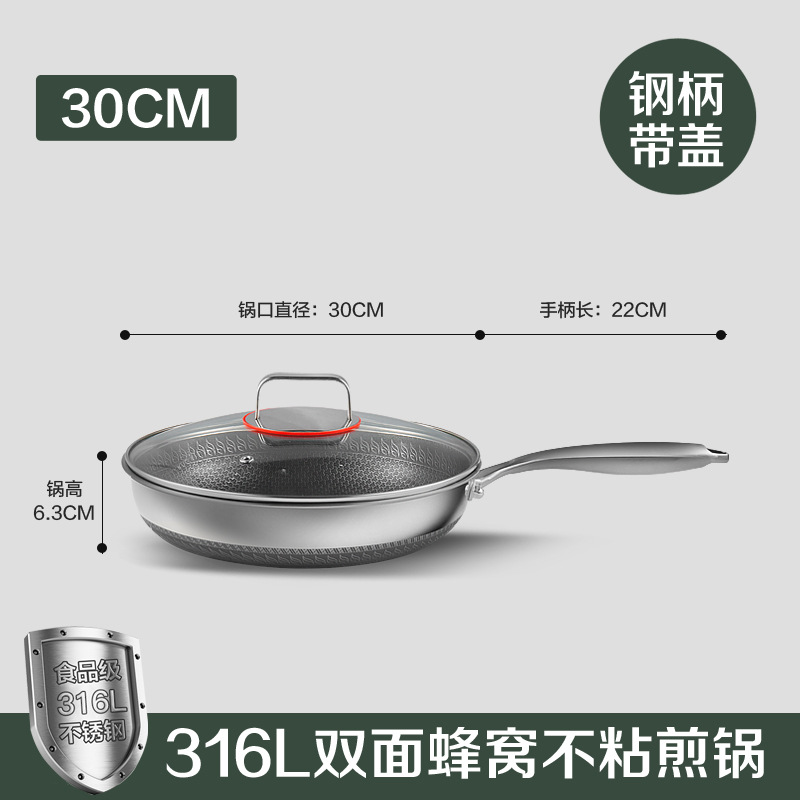Sartén Wok Antiadherente 316L de Acero Inoxidable 304 con Coating antiadhesivo y Manejo desmontable