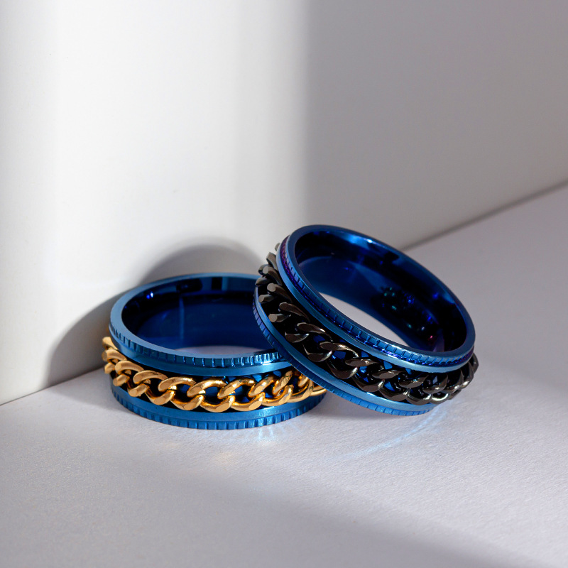 Heißer Verkauf Schmuck Herren Kette Drehen Edelstahl Dekompression Ring Standard-US-Größe Optional Multi-Color Matching_voghion.com