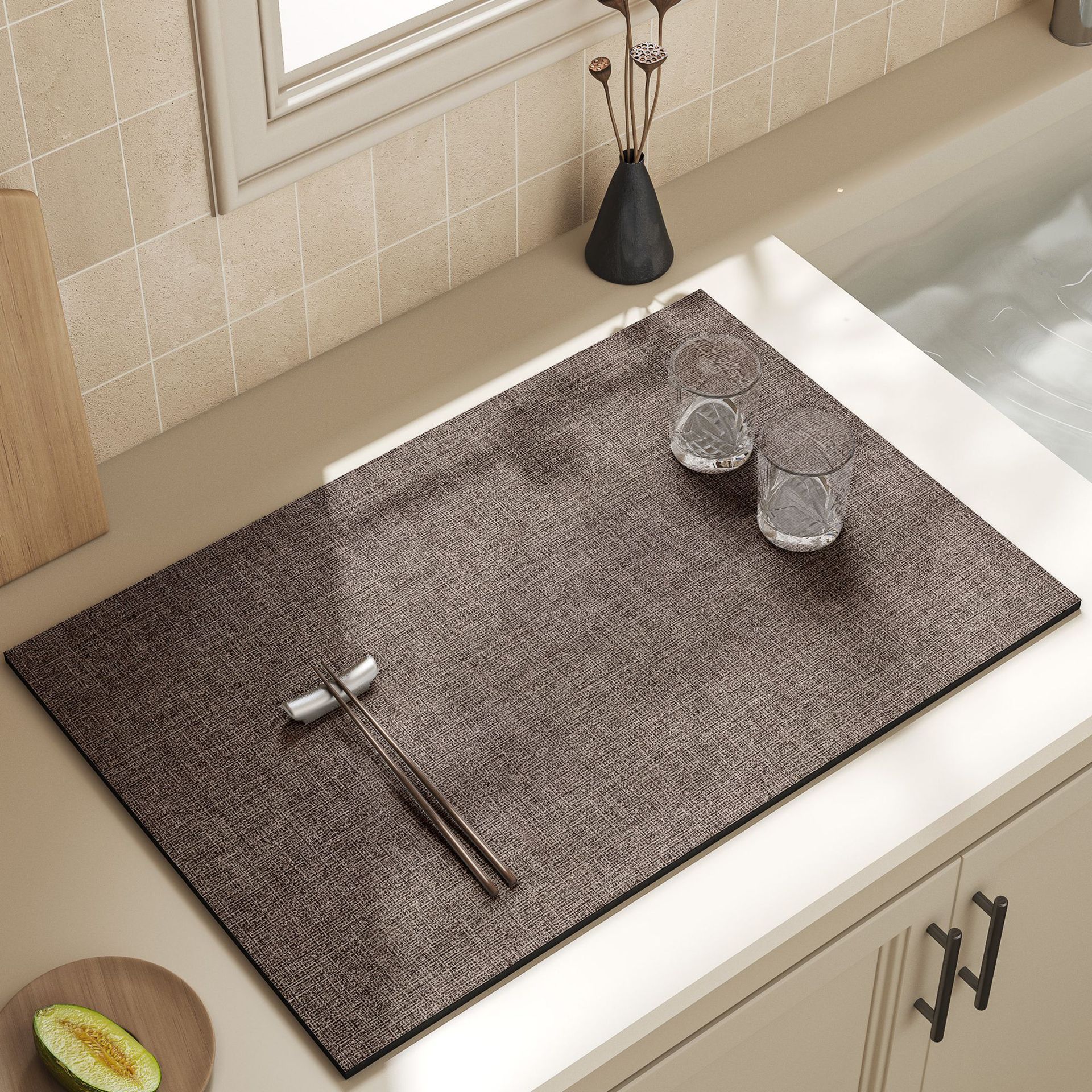 Cocina de alta sensación de encimera drenaje de agua de barro de algas de barro seco rápido absorción de agua de lavado de manos esterilla de bar anti-deslizante americana esterilla aislante térmico