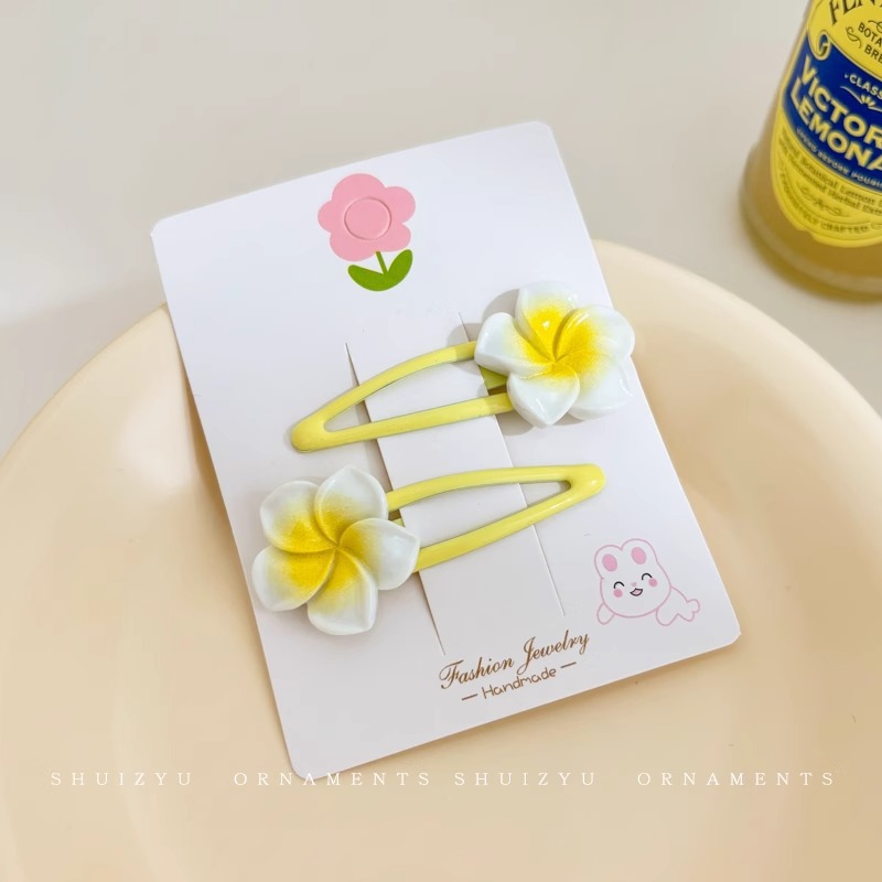 Huevo flor clip para el cabello de cabeza de mujer frente clip para el cabello de flores fotos junto al mar borde del cabello frangeo lateral clip para la boca