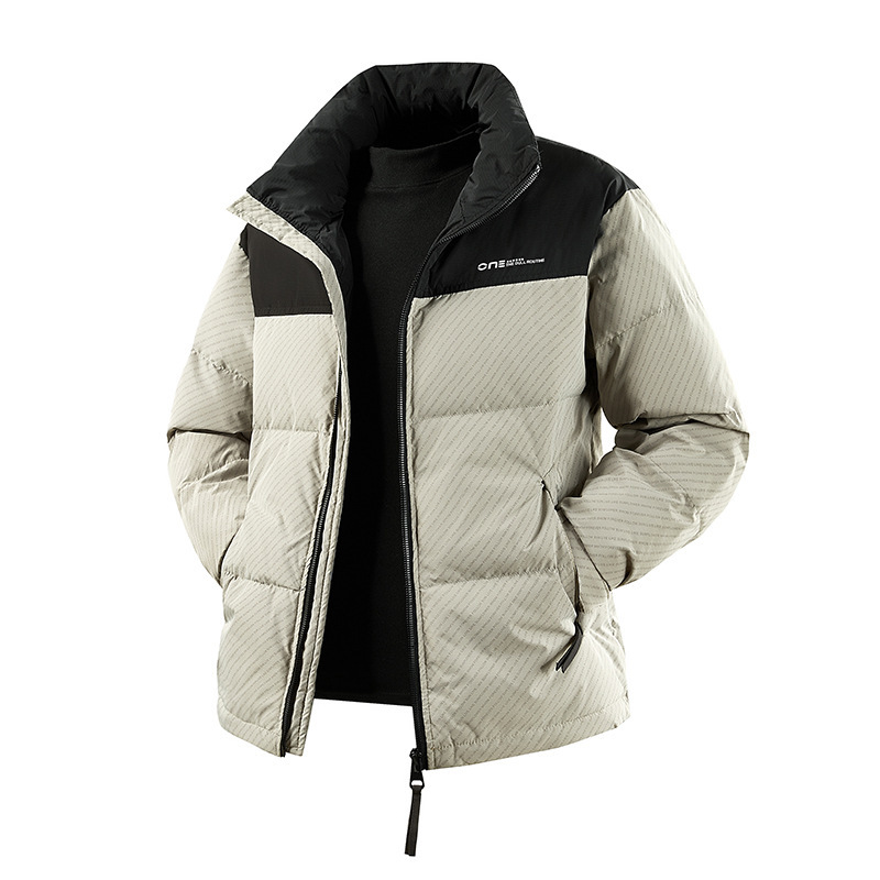 New National Standard down Jacket Winter Popular Short Trendy Brand Loose White Duck down Couple Stand Collar Coat Color Matching Cost-Effective